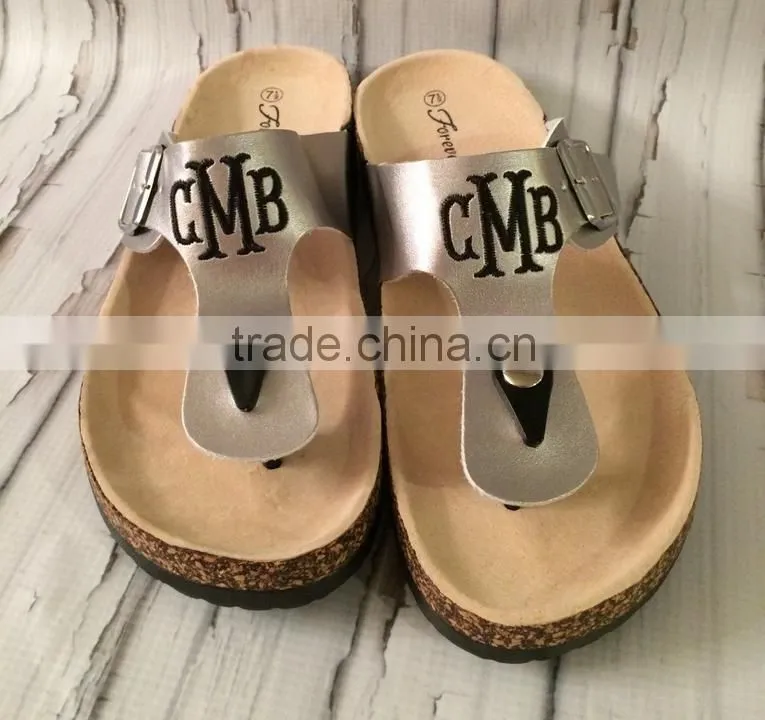 Monogrammed Sandals Personalized T Strap Shoes Womens Birkenstock Style