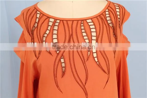 2015 long sleeve round neck laser front women sexy blouse