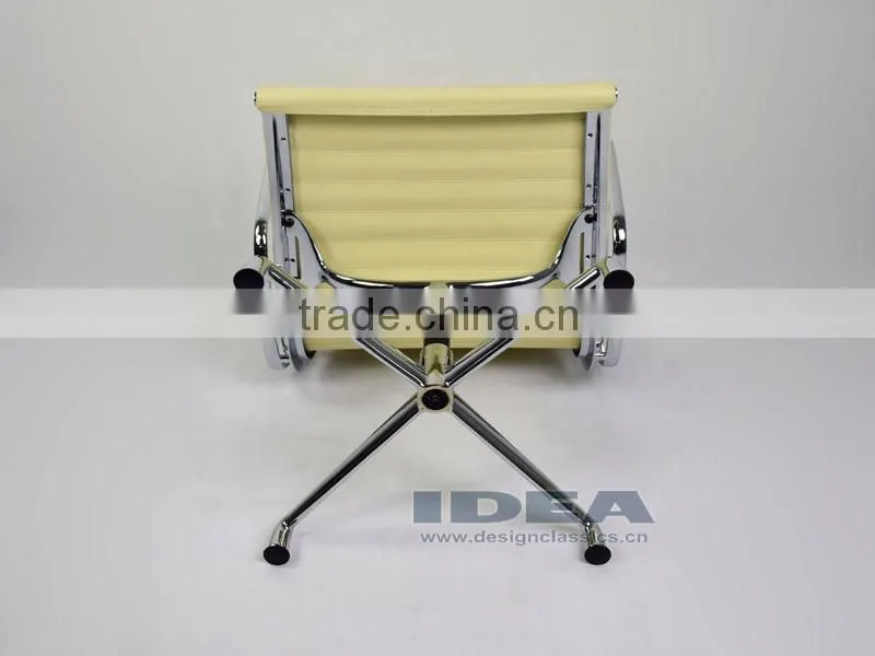 Replica Charles Low Back Ribbed meeting Chair - Cream White Color Genuine Leather