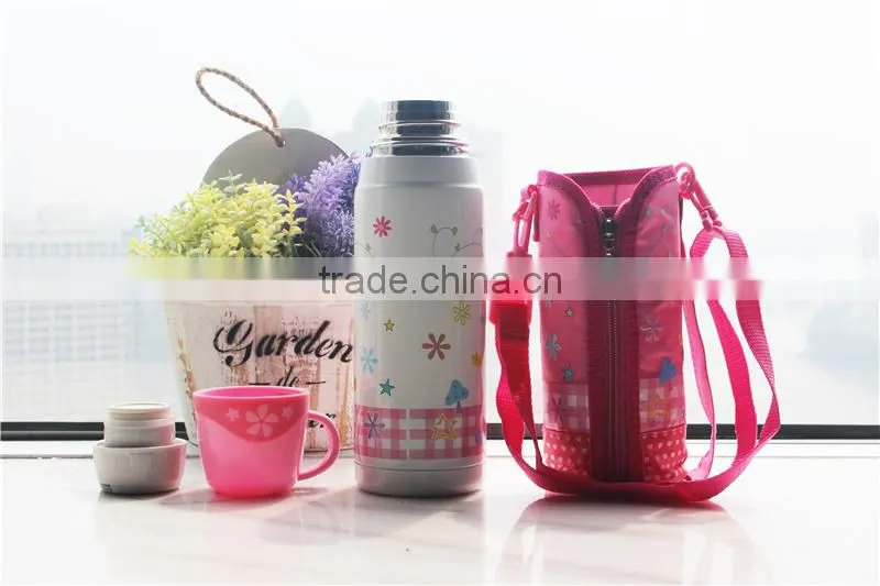 High quality double wall stainless steel Children vacuum flask with 2 cups