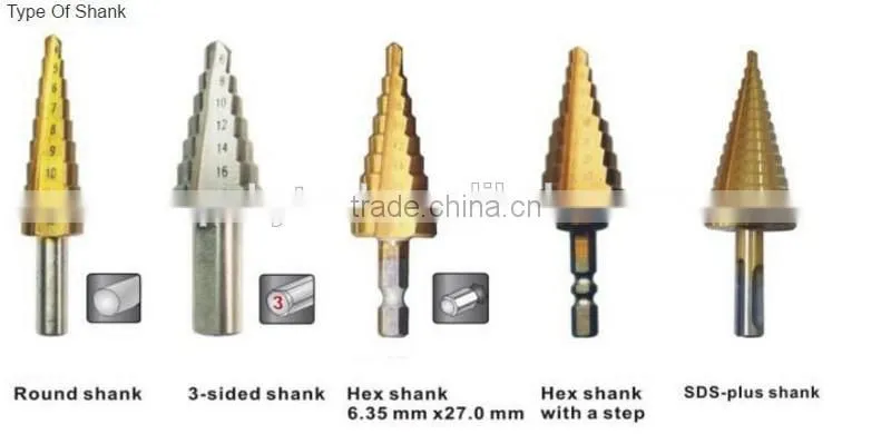 Three Sided Shank HSS Step Drill Bit