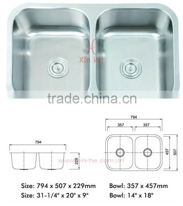 Double bowl Stainless Steel undermount sink
