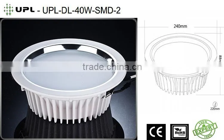 High color rendering uniform luminance no dark space high power 40w led ceiling downlights
