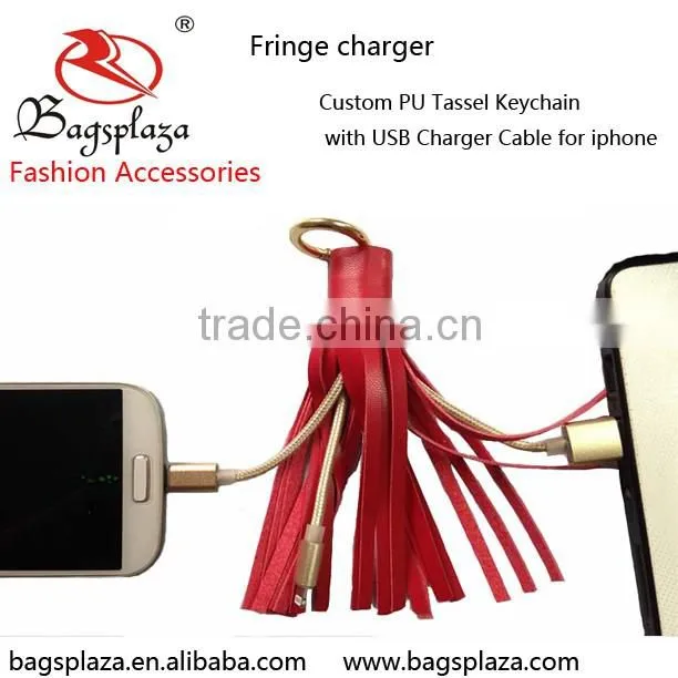Alibaba China Online Shopping Fashionable Tassel Keychain USB Data Wire Cable