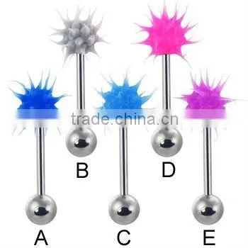 Tongue Ring With Silicone Koosh Ball