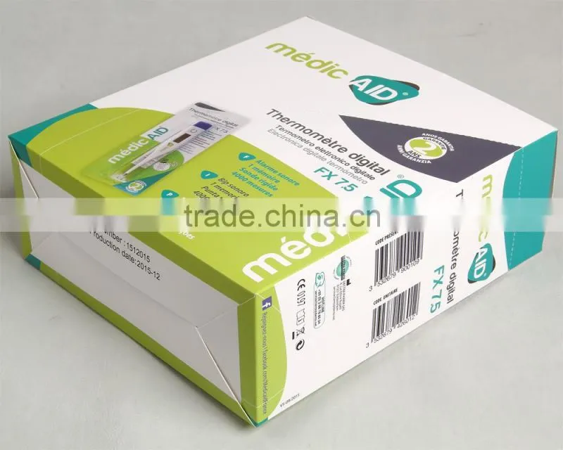 Package case with the knife cuts for medical using thermometre electronica digital