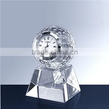 Crystal table clock with rectangle crytsal block for logo engraved