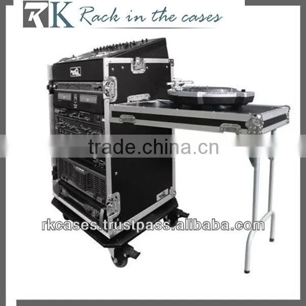 RK aluminum rack case,10U slant mixer rack/16u vertical rack system with caster board and removable covers