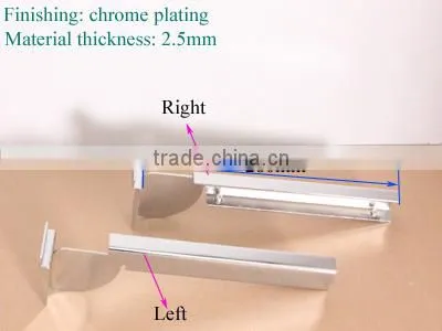 Chrome slatwall supports for wooden / glass dispaly