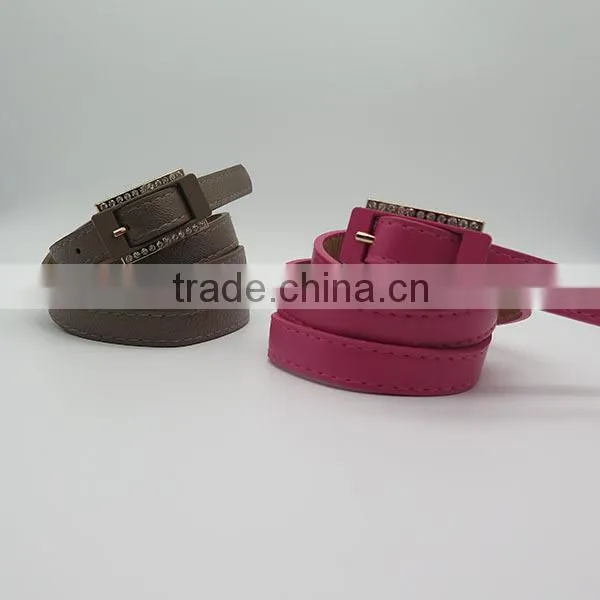 Stylish simple skinny belt with diamonds for women