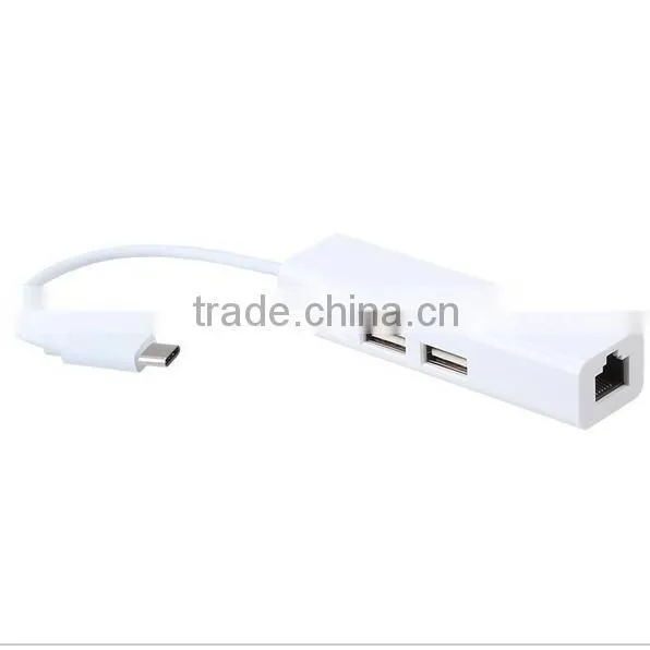 Multi-function Type C to 3 Ports USB Hub With RJ45 LAN Ethernet Adapter Cable For Macbook 12 inch