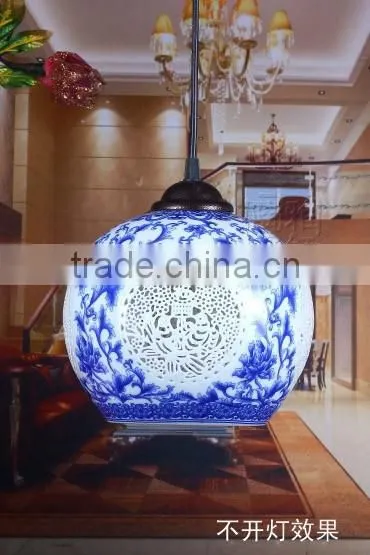 Vintage LED Pendant Light Blue White Porcelain Ceramic Loft Coffee Bar Restaurant Kitchen Lights