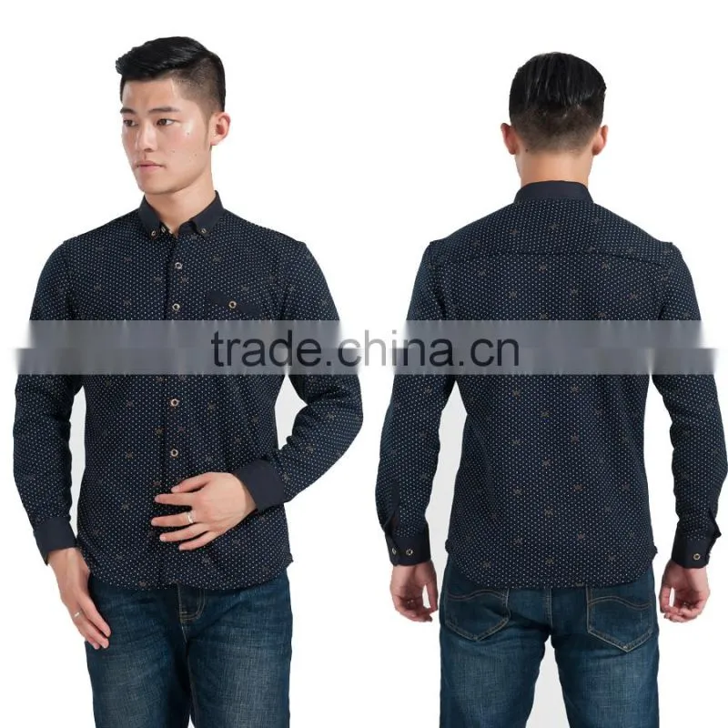 2015 man winter warm flannel imprint long sleeve shirt