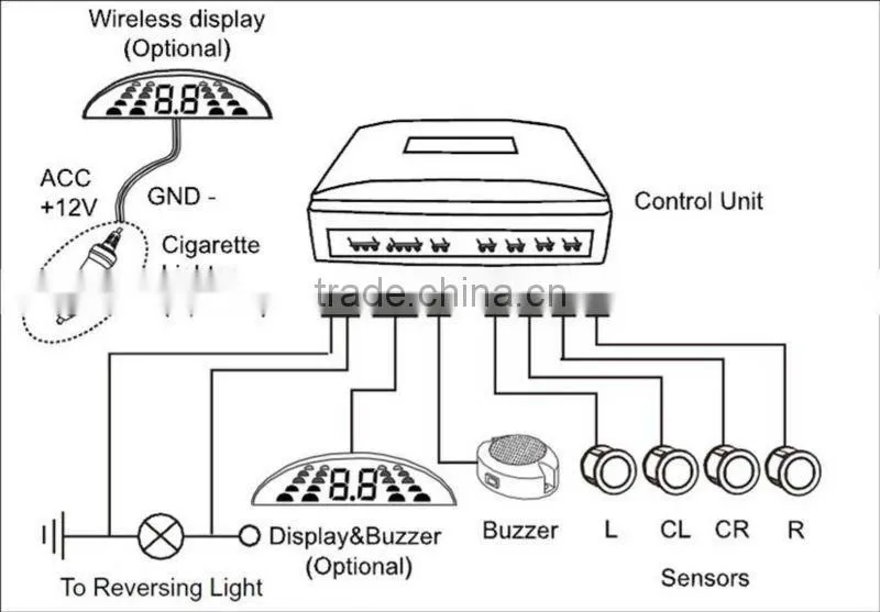 car wireless parking sensor system with VFD display