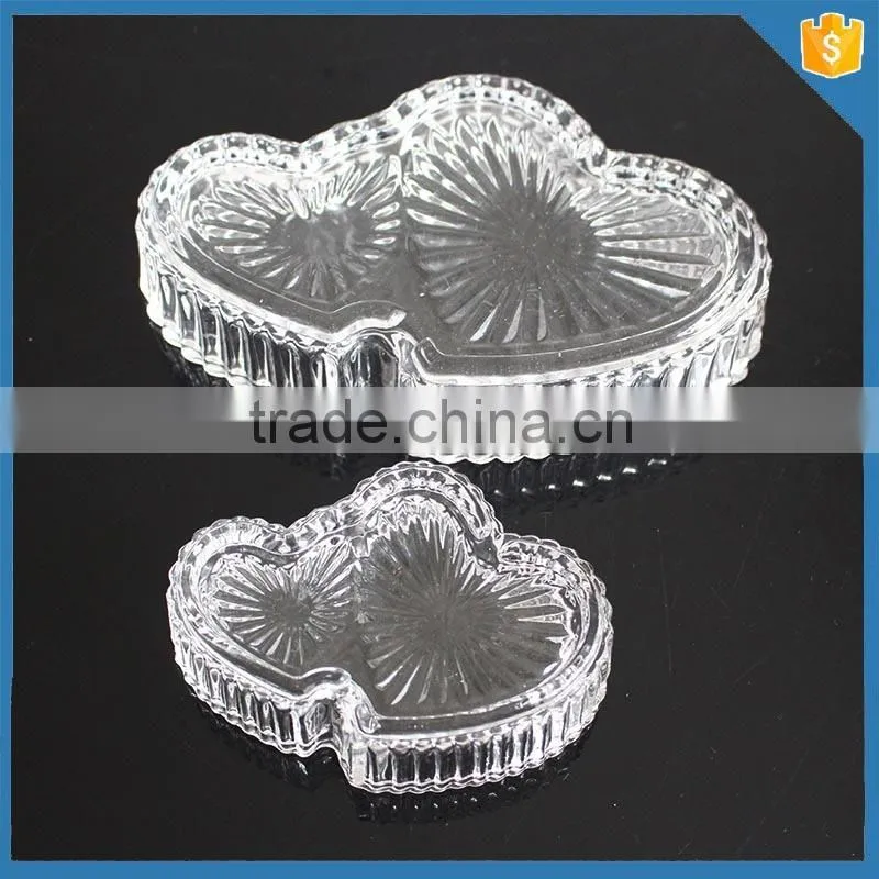 Double heart shape wholesale clear trinket glass box