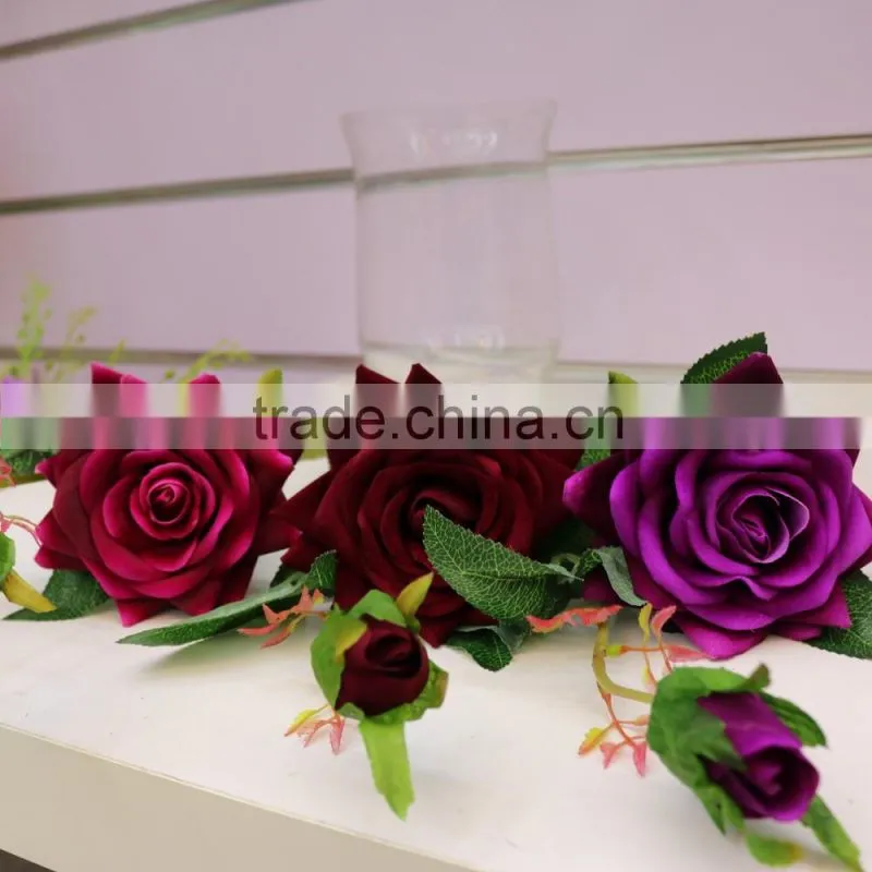 Two heads real touch roses flower artificial flowers roses silk flowers wedding