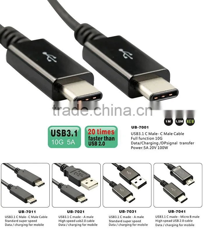 USB 3.1 Type C Cable C Male to C Male with Multicolor