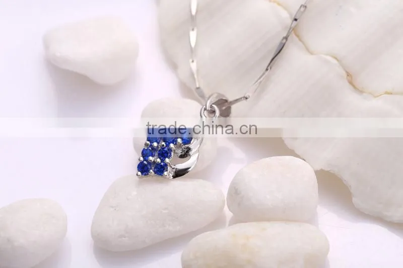 Silver Costume Jewelry Blue Zircon Pure 925 Sterling Silver