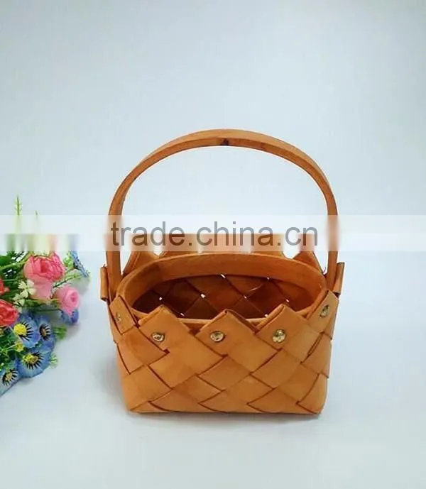 Wood weaving wave edge christmas decoration basket
