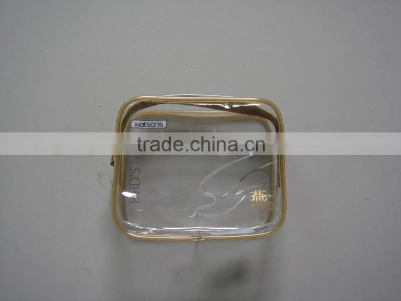 2015 top quality clear pvc transparent vinyl cosmetic bag/pouch with zipper