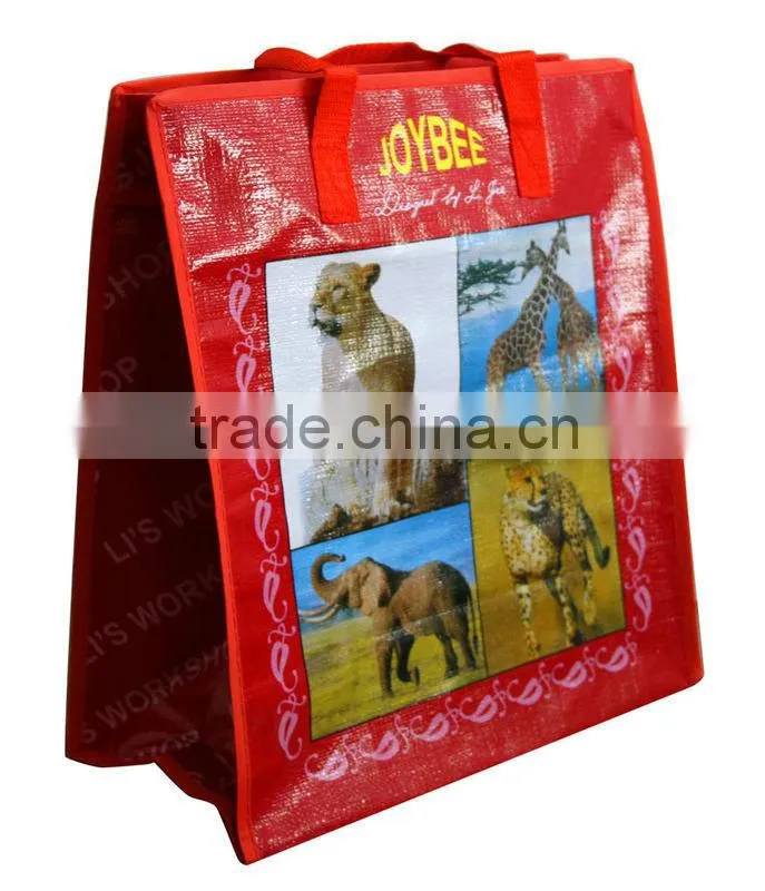 pp zipper shopping bag with nylon handle pvc binding(2W-2043)