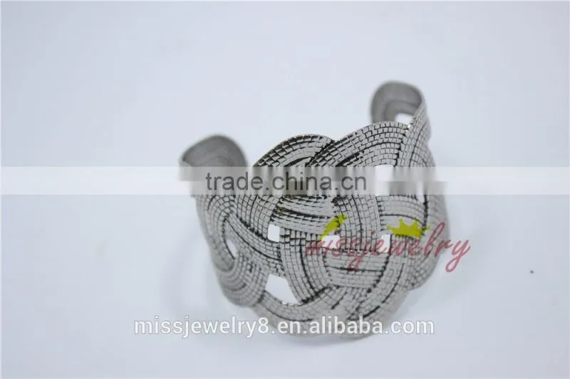Fashion Silver Knitted Twisted Metal Women Wide Bracelet Fake Woven Cuff bracelets Bangles for 2016 New Accessory