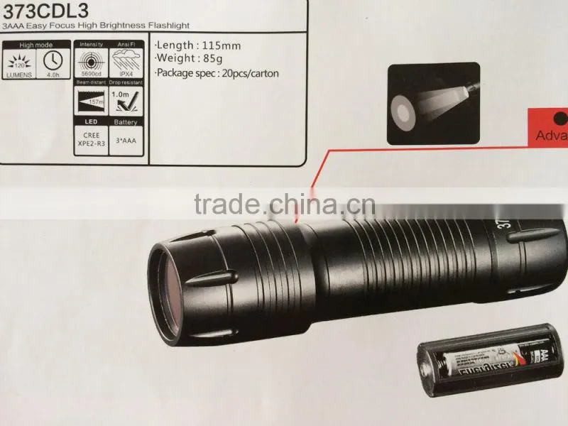 Wholesale Customizable Waterproof Anodized Aluminum LED 3AAA Flashlight Torch