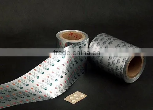 Qulaity pharmacy aluminum blister foil heat sealing with pvc/pvdc