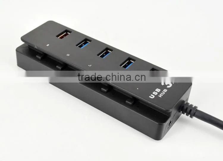 Prenium high-speed 5 port usb 3.0 hub with individual on/off switches , 4 port usb 3.0 hub +1 quick charging port