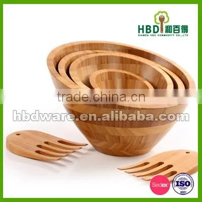 High quality hot selling bamboo bowl set, bamboo salad bowl set wholesale