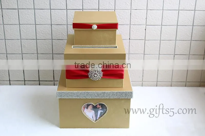 Excellent gold wedding keepsake box large wedding card boxes in handmade