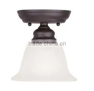 Antique Brass simple Semi-Flush Ceiling Fixture with 1 Light