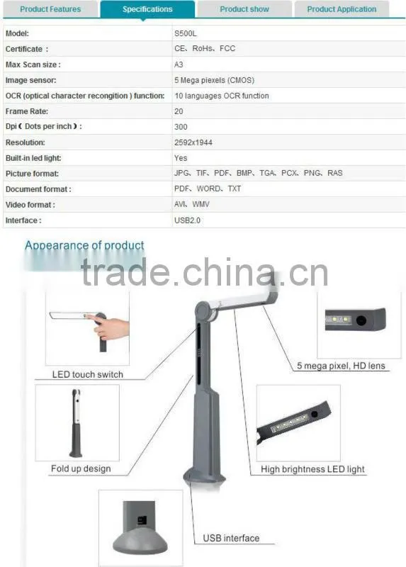 portable usb fast scan page scanner