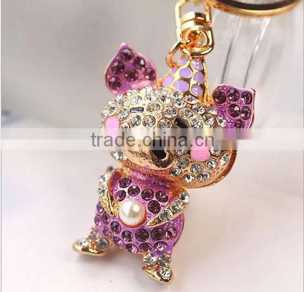 2014 Rhinestone Pig Key chain , Animal Bag Pendant ZTKC-194