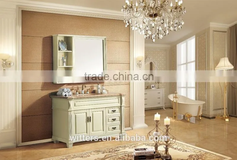 Traditional wood antique vanity unit only white fixture WTS841