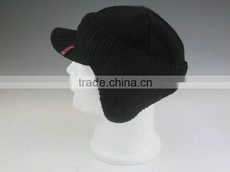Knitted Winter Beanie Hat with Bill
