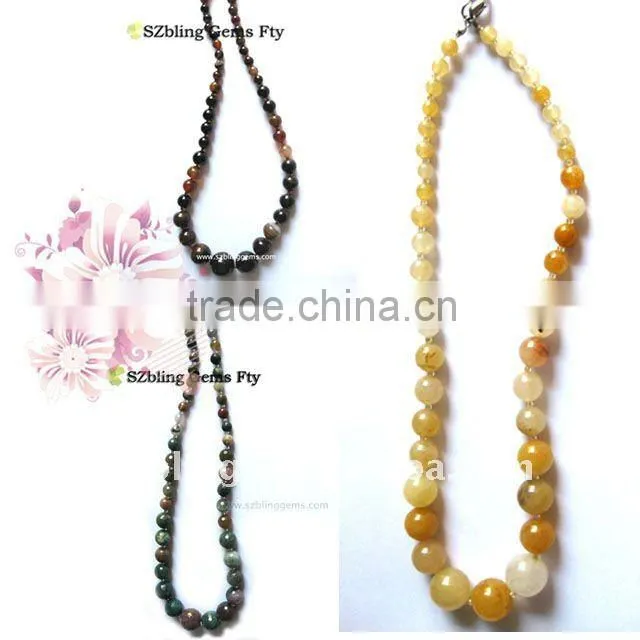 Cheap women's jewerly yellow jasper stone necklace