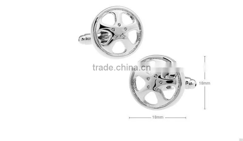 Novelty silver jewelry cooper steering wheel cufflinks