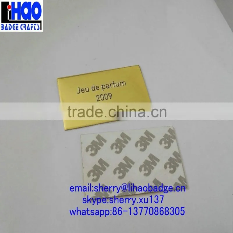 custom metal logo aluminum metal perfume bottle label sticker