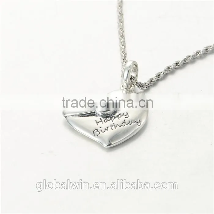 European Designs Lovely S925 Sterling Silver Heart Pendant For Birthday Gift