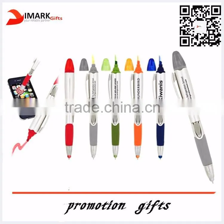 Double Sided Ball Pen with Translucent Tube Highlighter and Ballpoint Pen