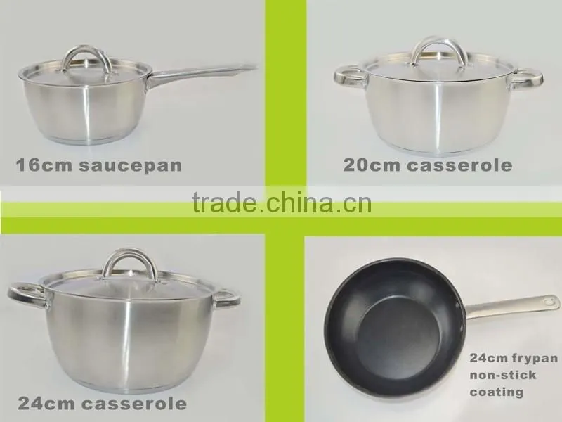 modern kitchen designs 7pcs cone shape stainless steel cookware set non-stick cookware