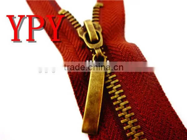 5# antique brass metal zipper for outer garment