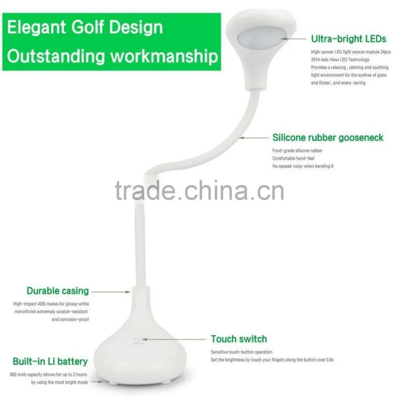 Excelvan Desk Lampe Golf Type Lamp Changeable 3-Light Mode Touch Sensor USB LED Eye Care Lamp Light with Adjustable Gooseneck