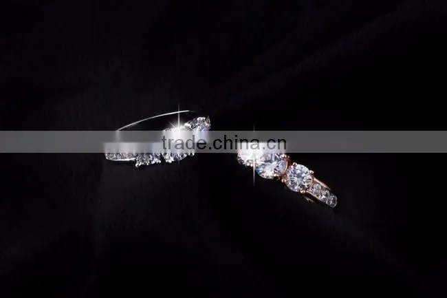 Wholesale Latest Design Rings rose real gold alloy zircon Jewellery Ring