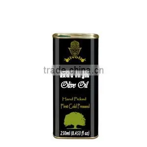 Premium Quality Extra Virgin Olive Oil. Pure Natural Olive Oil with ISO9001 Certification. 250 ml metallic Tin