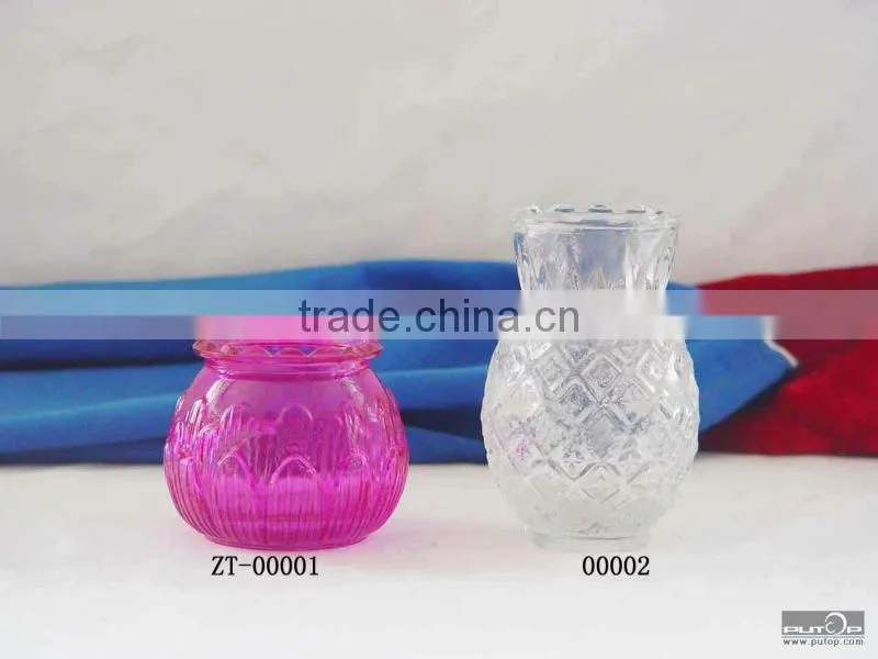 lotus shaped clear glass candle empty jar with figure