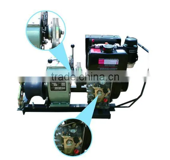 Stringing Equipment 3 Ton Diesel Engine Winch Wire Rope Pulling Winch