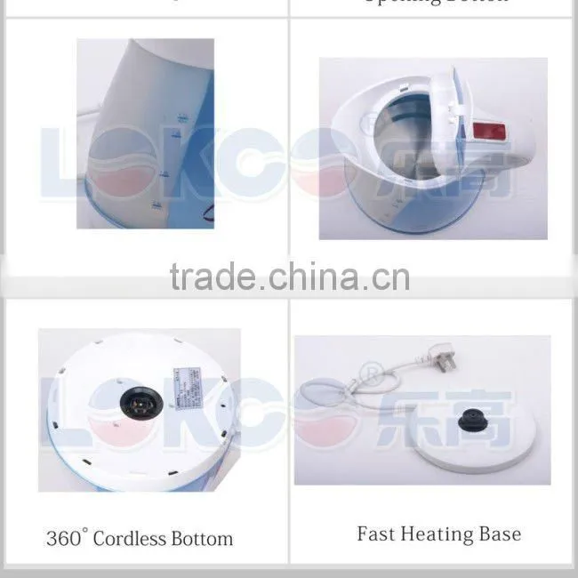 Cheat home appliance plastic clear tea pot with heating base