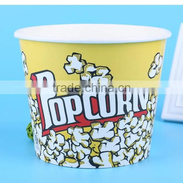 Big yellow disposable paper Popcorn Cups / Bowls for movies
